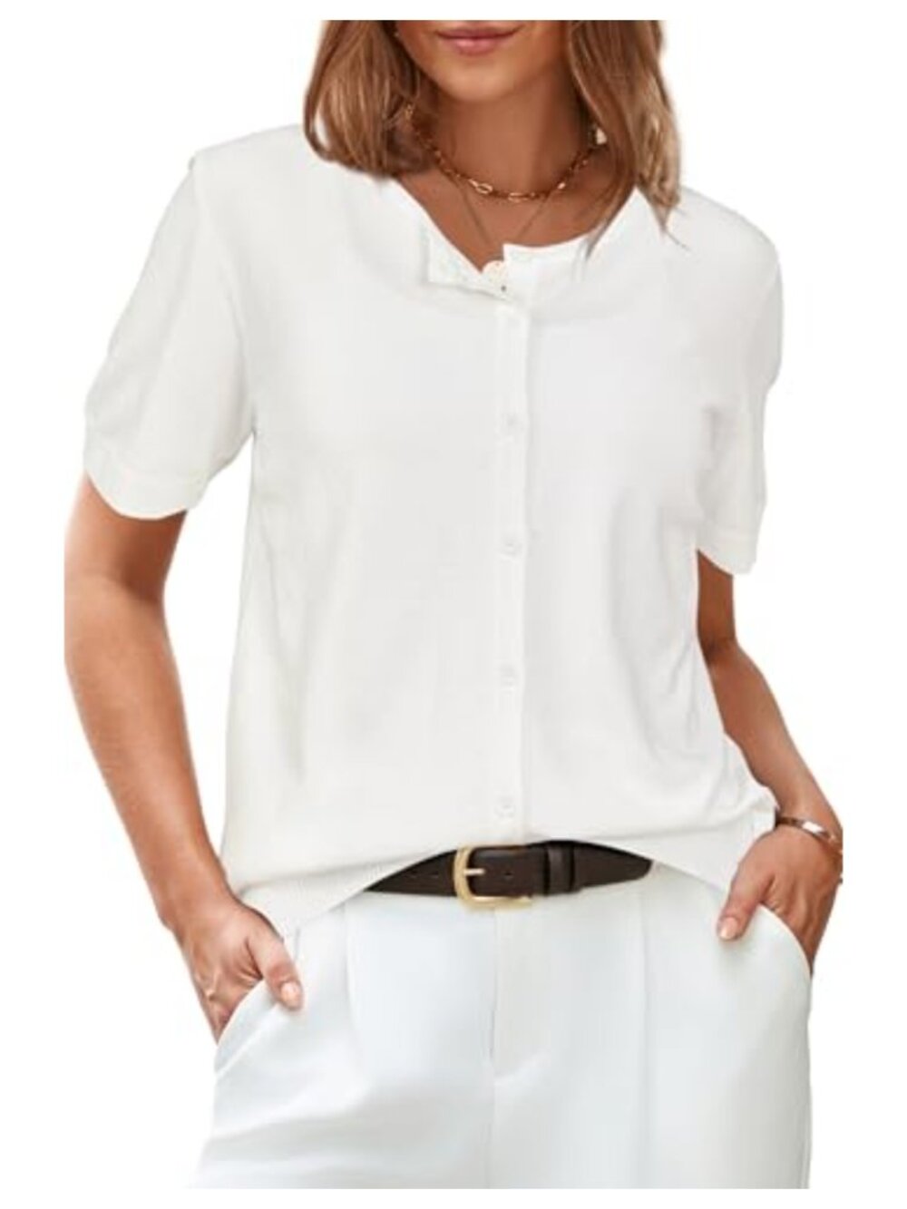Lightweight Cropped Cardigan Short Sleeve Crew Neck Bolero Shrug Casual Top